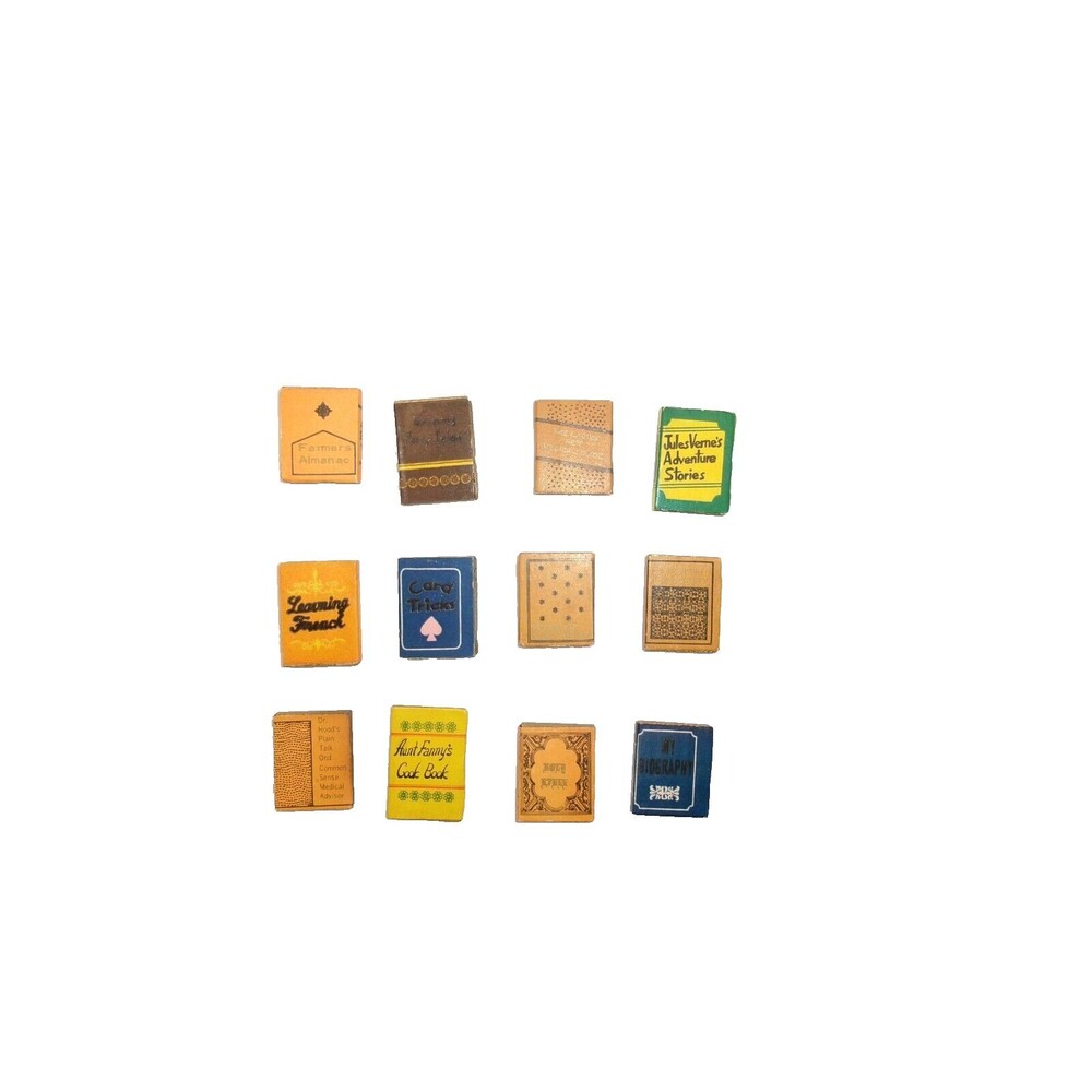 Vintage Dollhouse Miniature Faux Book Lot Set Of 12 All Different 1:12 Scale